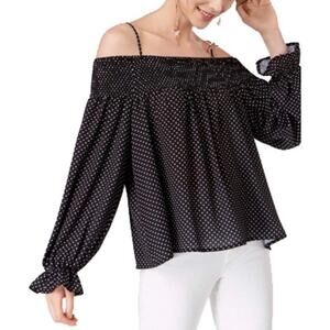 Ultra Flirt Polka Dot Black Long Sleeve Bl…